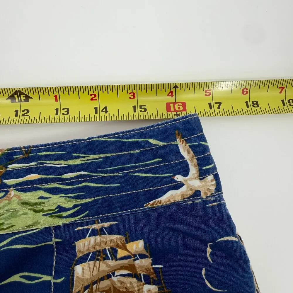 Polo Ralph Lauren Blue Swim‎ Trunks Lined Board Shorts Pirate Ship Buoy Mens 32